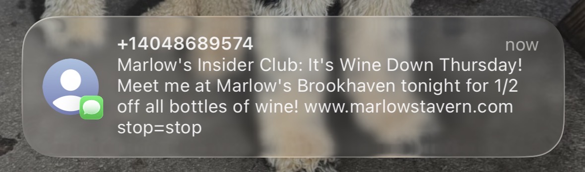 Wine Down Thursday SMS