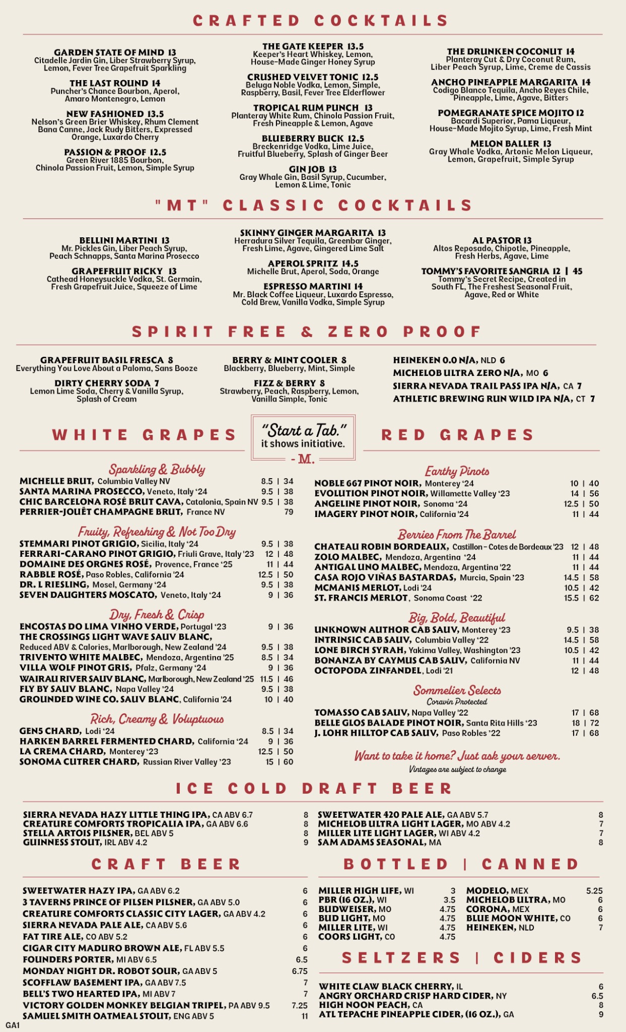 Marlow's Tavern main menu page two