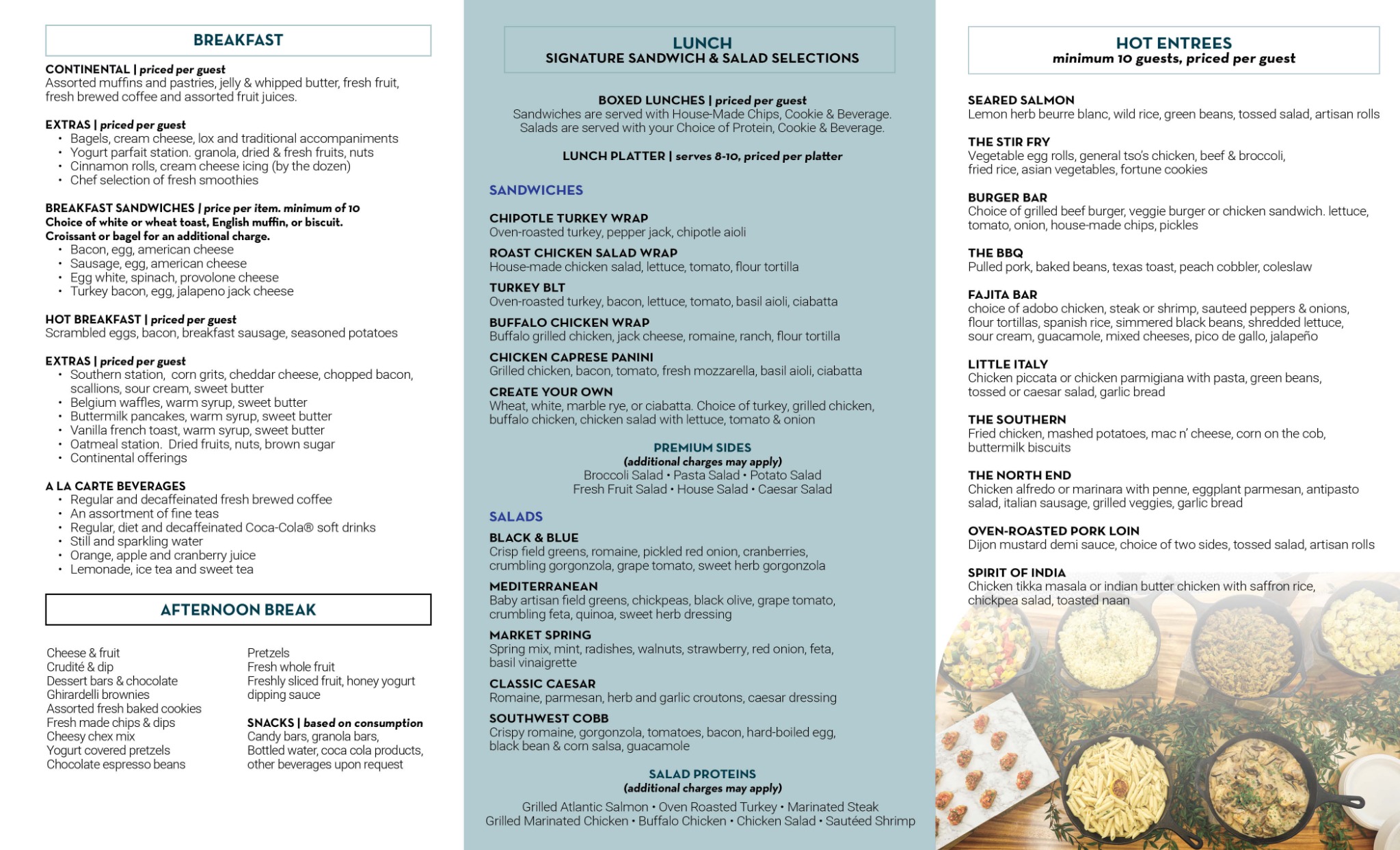 Sterling Culinary Management catering menu detail pages